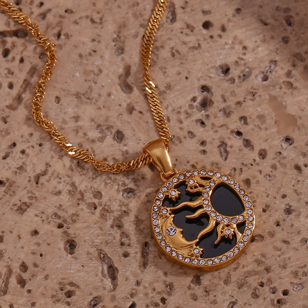 Day and Night Moon Sun Star Necklace