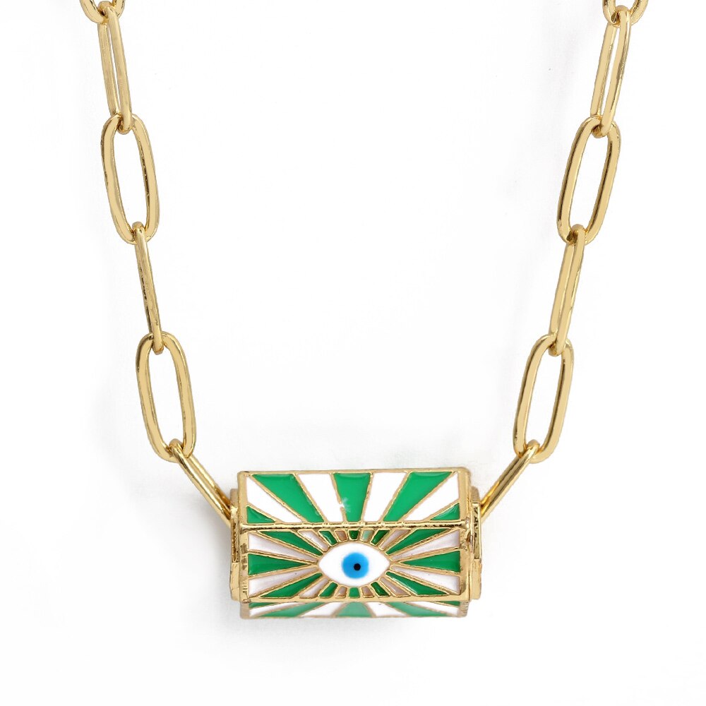 Bohemia Barrel Pendant Link Chain Necklace