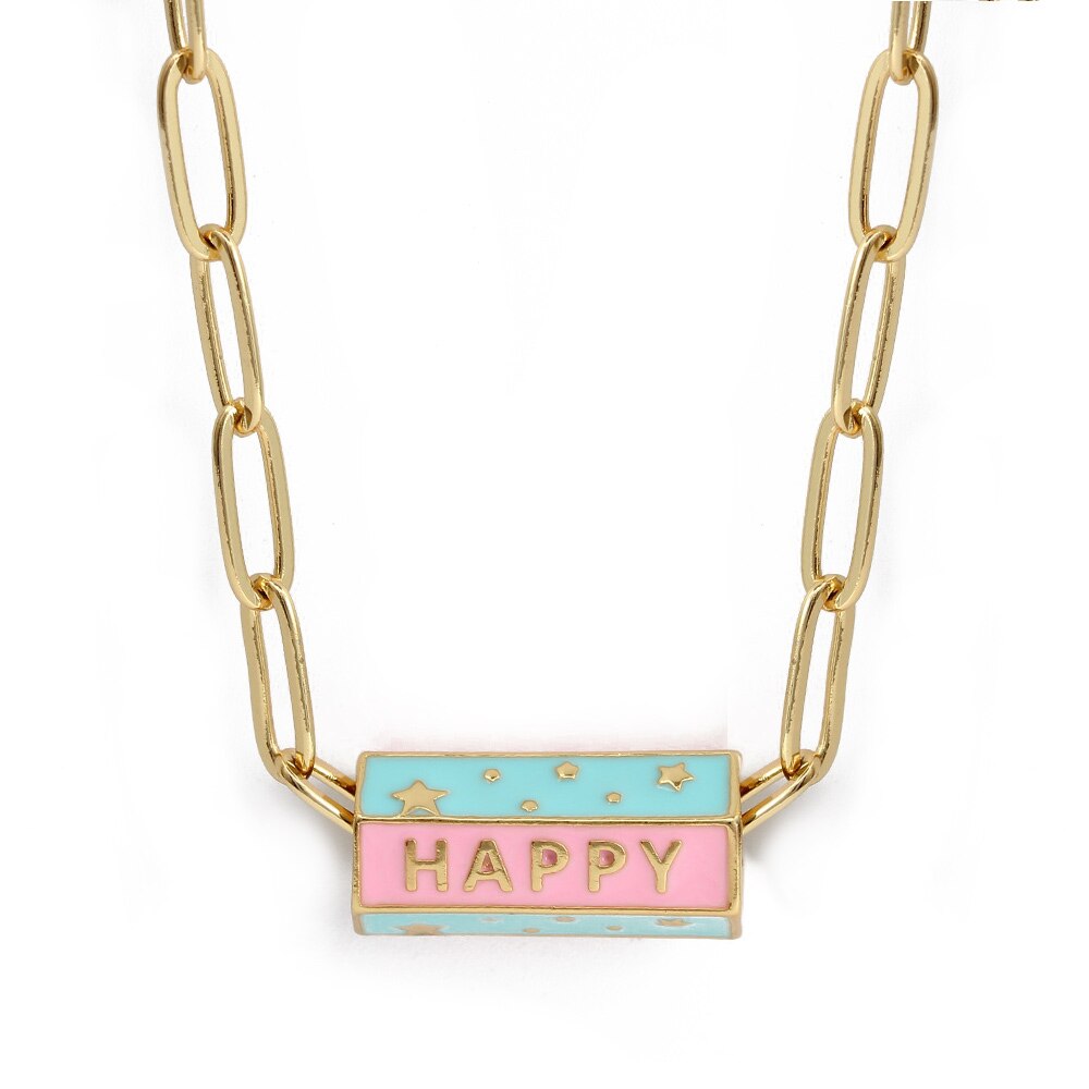 Bohemia Barrel Pendant Link Chain Necklace