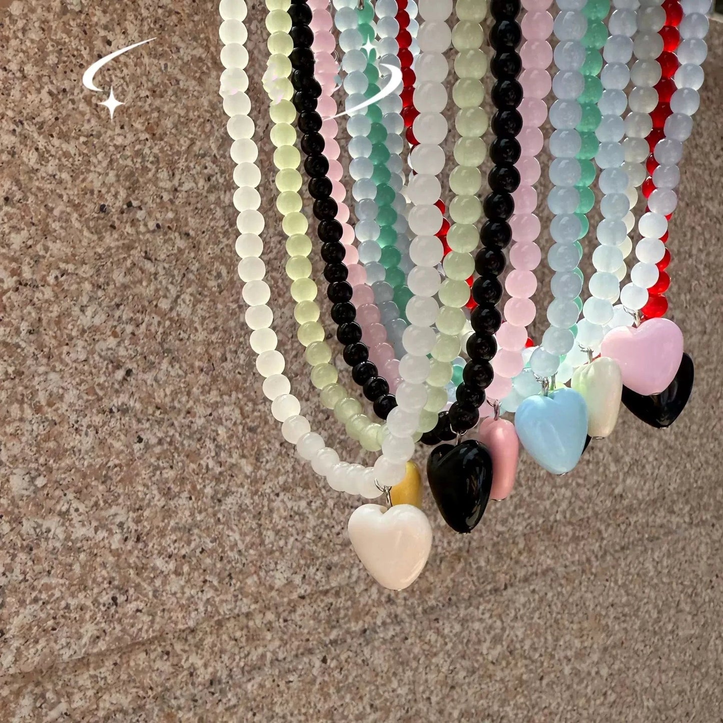 Beaded Heart Pendant Necklace
