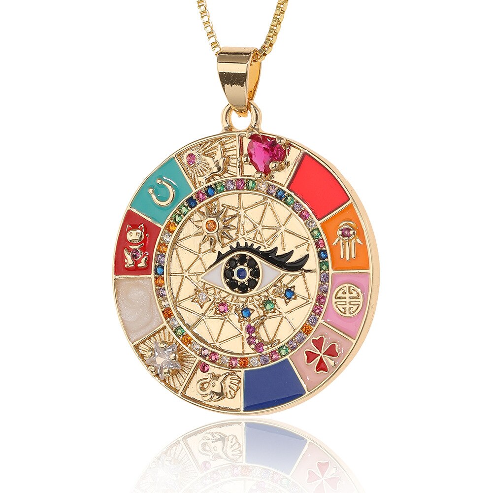 Multi-Element Evil Eye Pendant Necklace