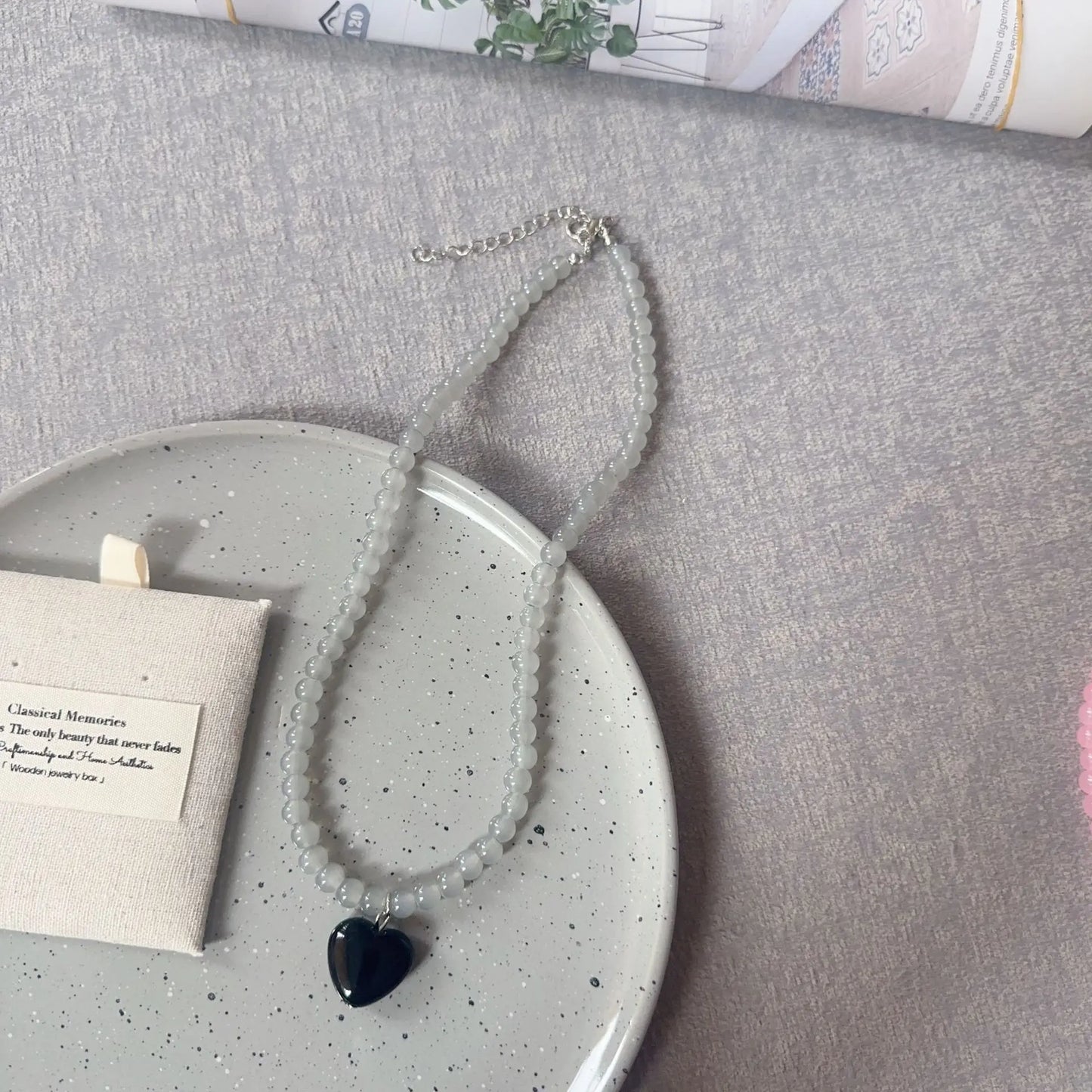Beaded Heart Pendant Necklace