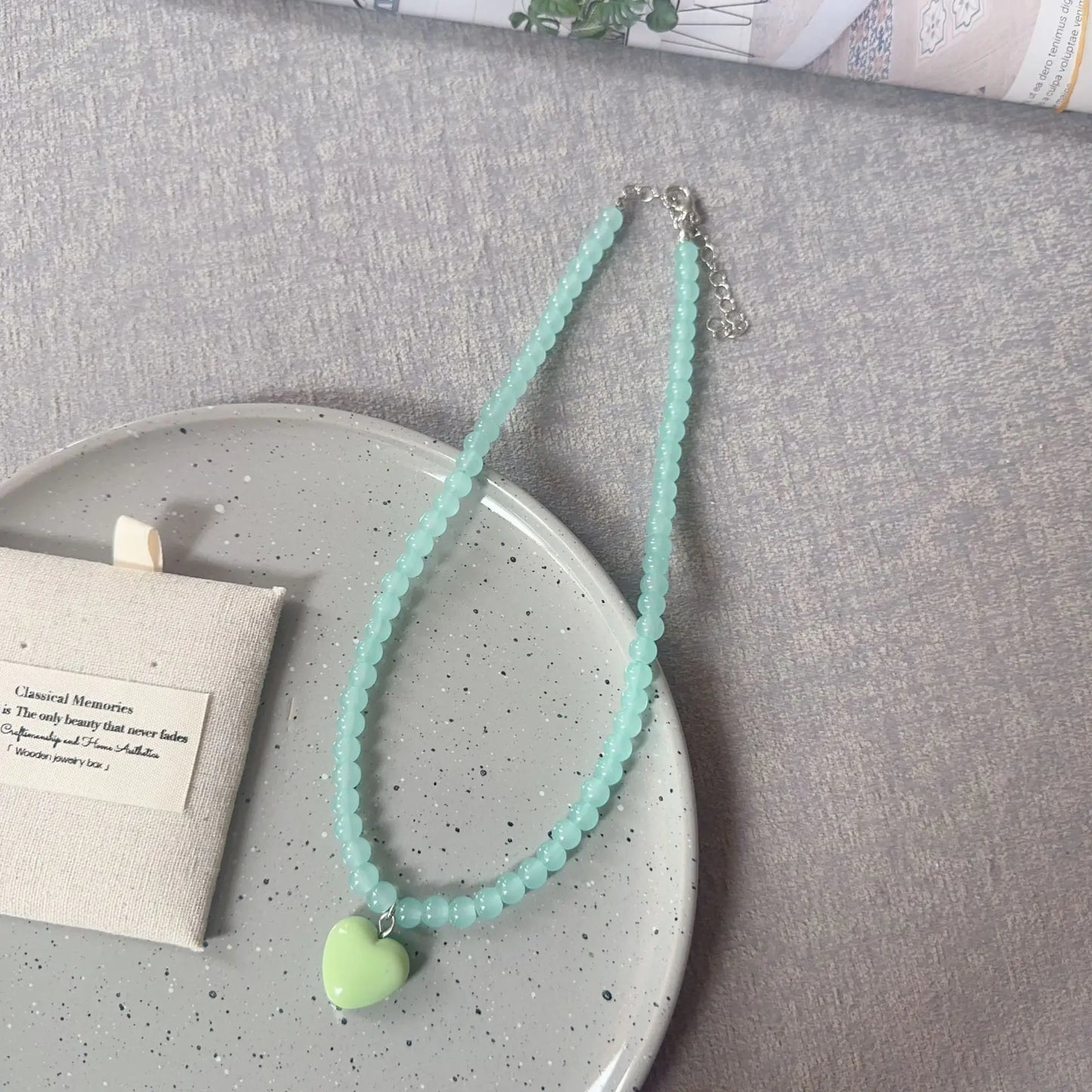 Beaded Heart Pendant Necklace