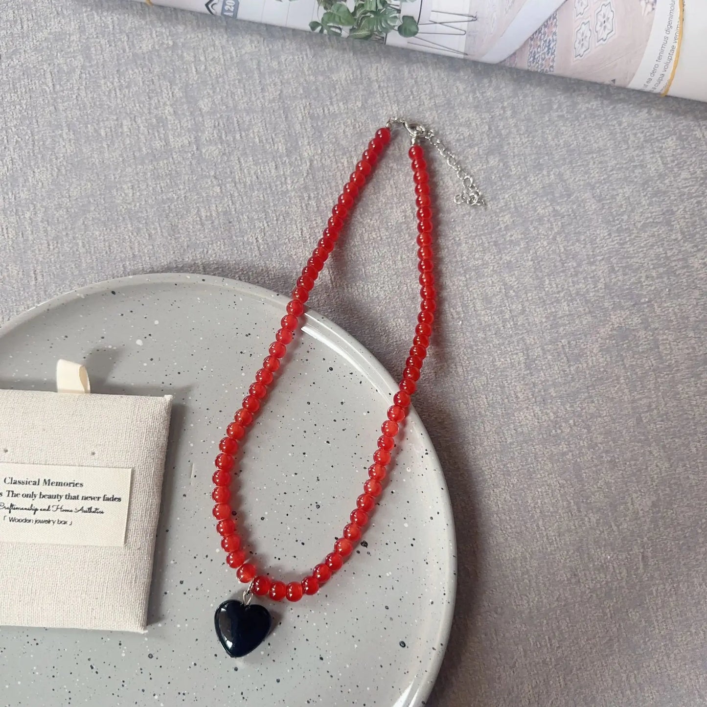 Beaded Heart Pendant Necklace