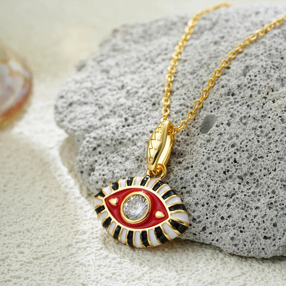Vintage Colourful Evil Eye Pendant Necklace