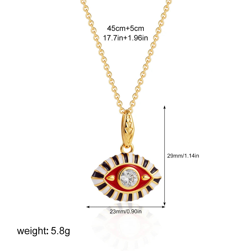Vintage Colourful Evil Eye Pendant Necklace