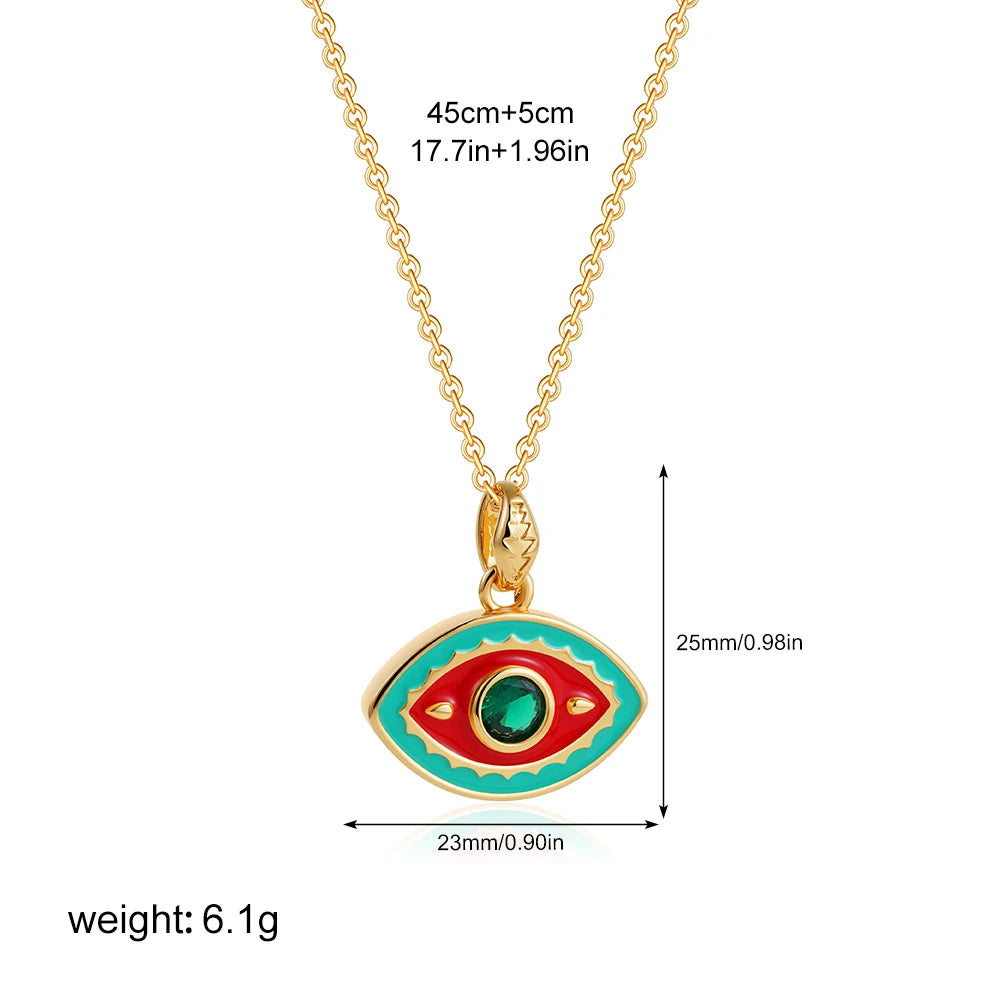 Vintage Colourful Evil Eye Pendant Necklace