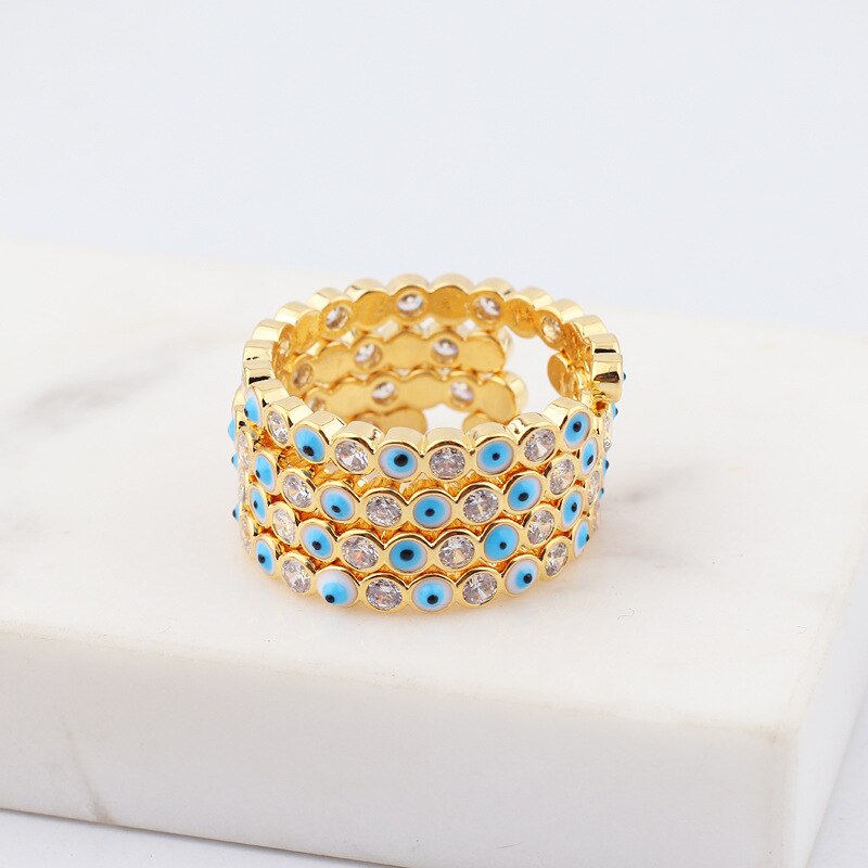 Evil Eye Zircon & Enamel Micro Ring
