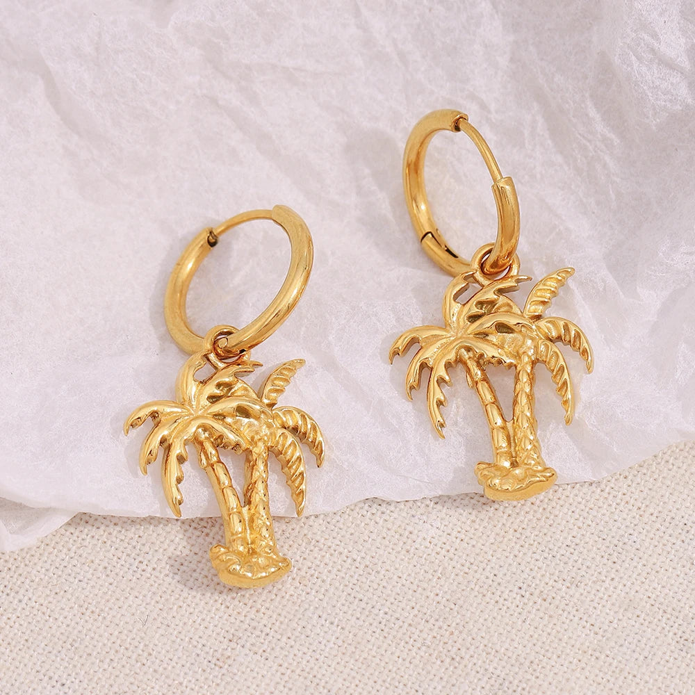 Coconut Tree Hoop Earrings