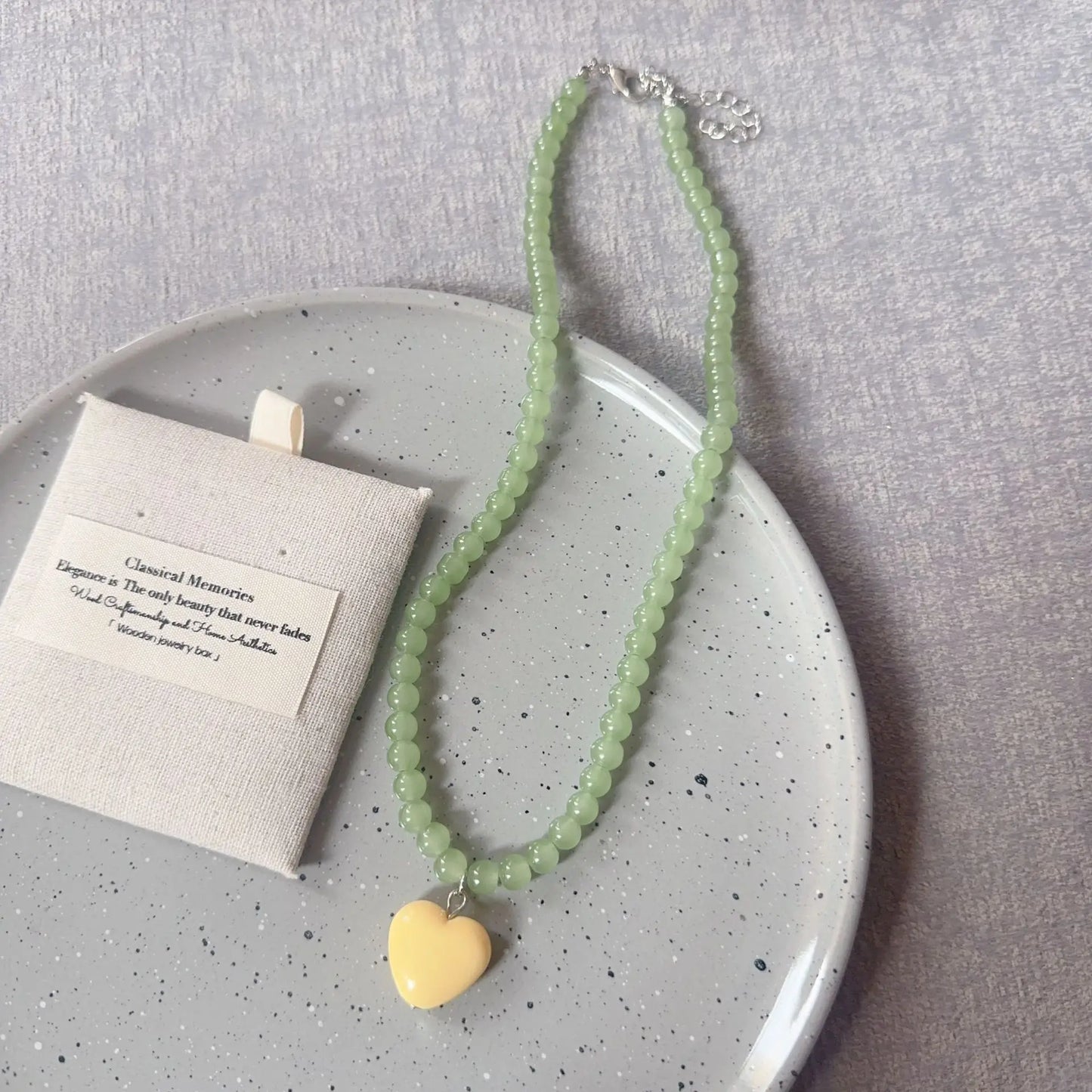 Beaded Heart Pendant Necklace