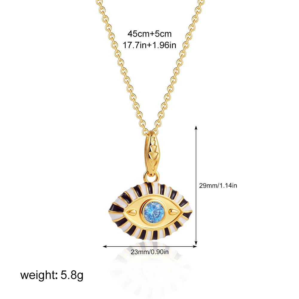 Vintage Colourful Evil Eye Pendant Necklace