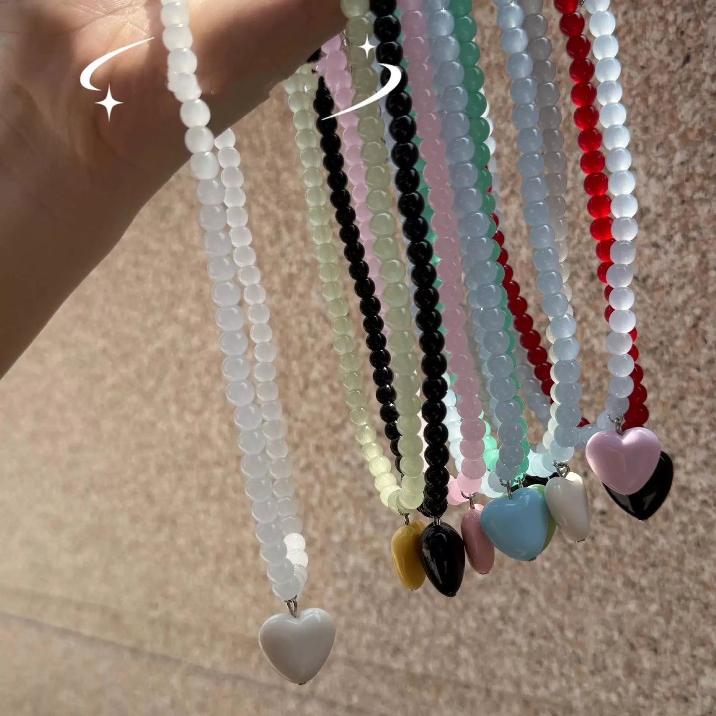 Beaded Heart Pendant Necklace