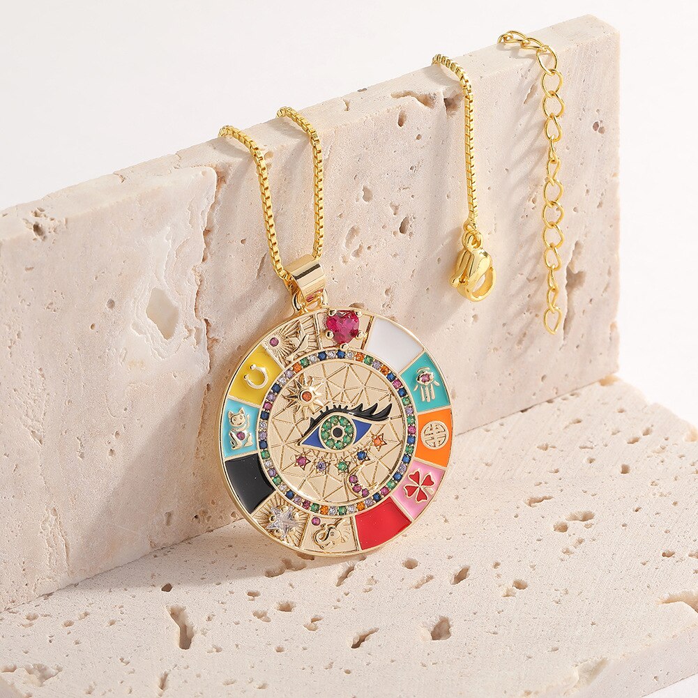Multi-Element Evil Eye Pendant Necklace