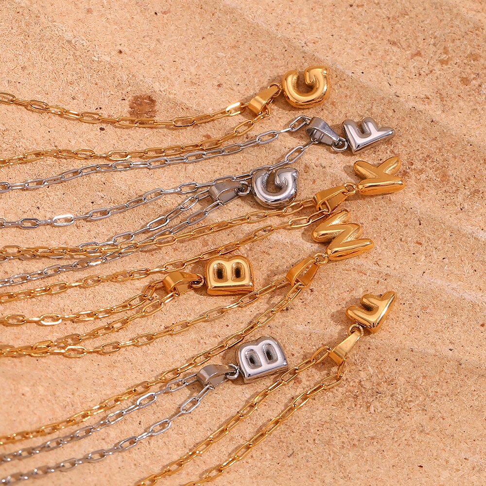 Mini Bubble Letter Pendant Necklace