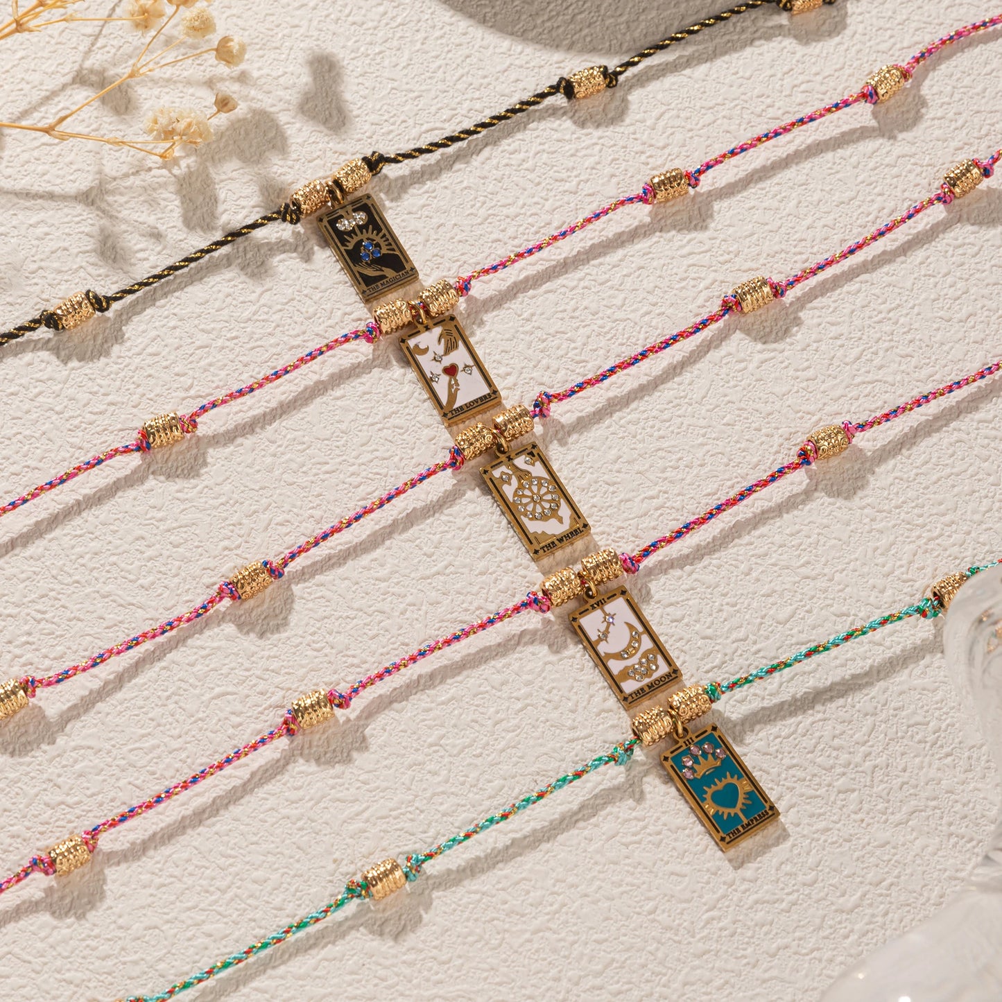 Cotton Rope Tarot Card Pendant Necklace