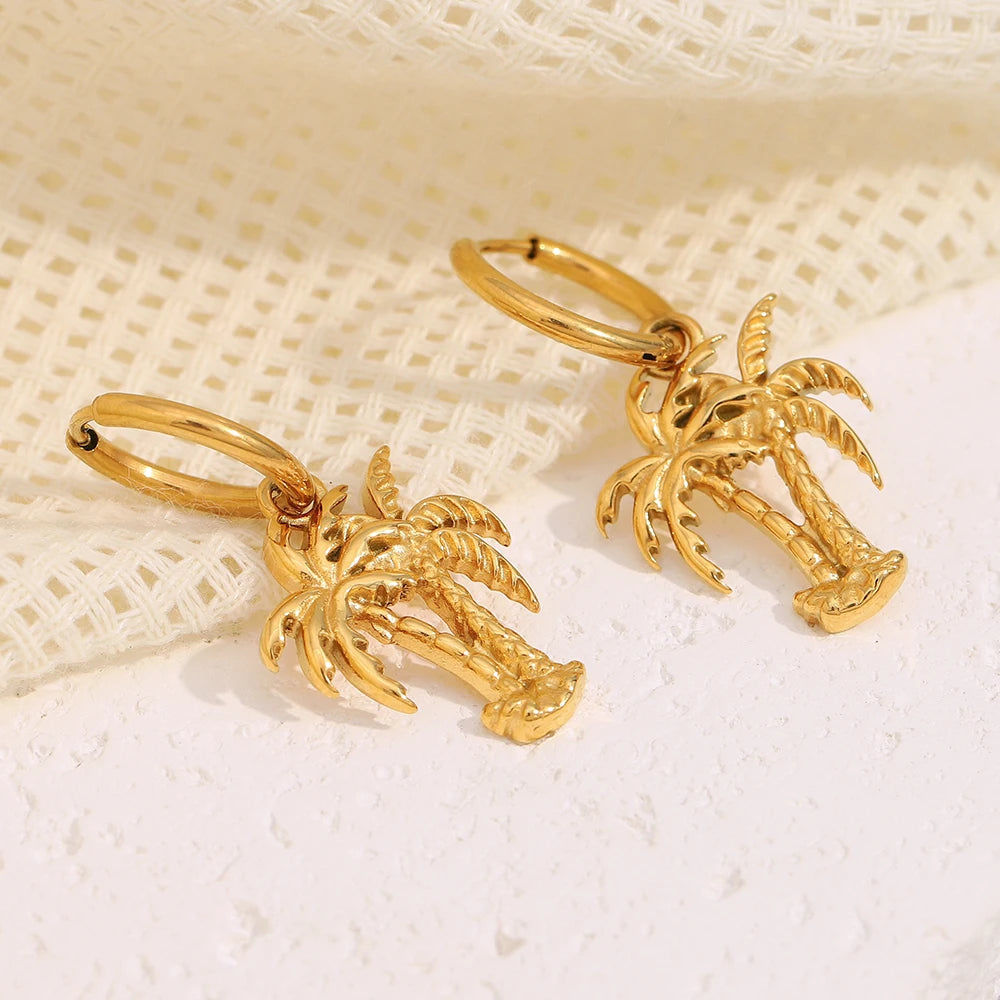 Coconut Tree Hoop Earrings