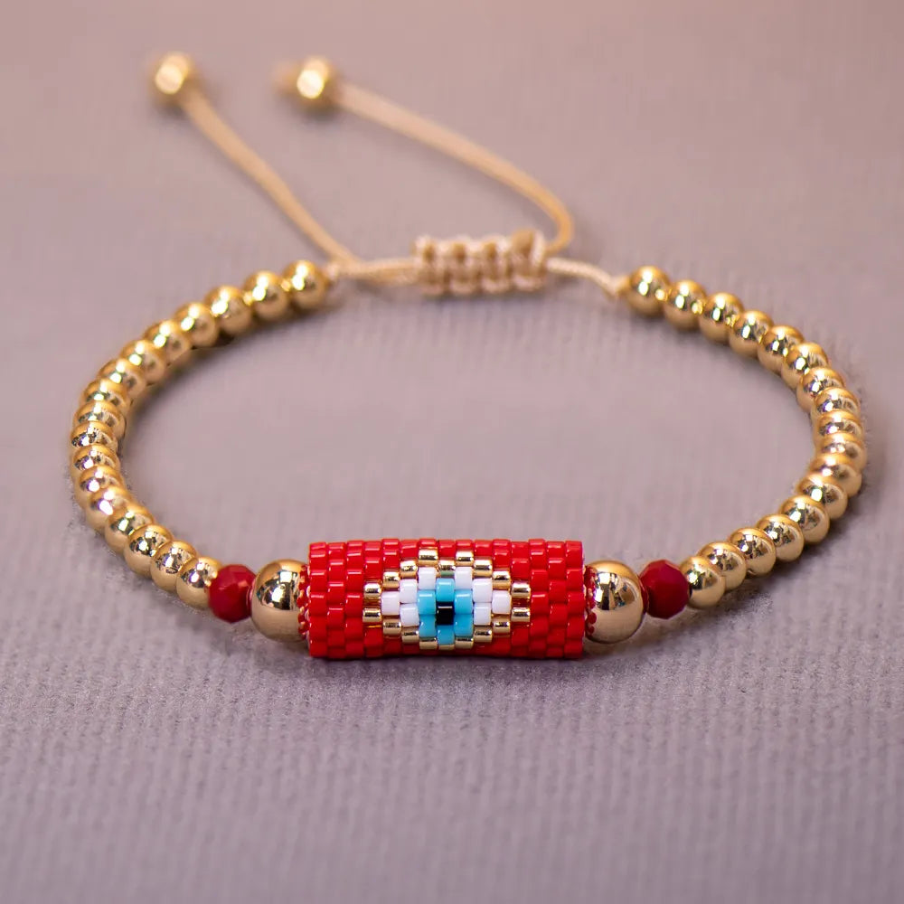 Boho Miyuki Bead Evil Eye Bracelet
