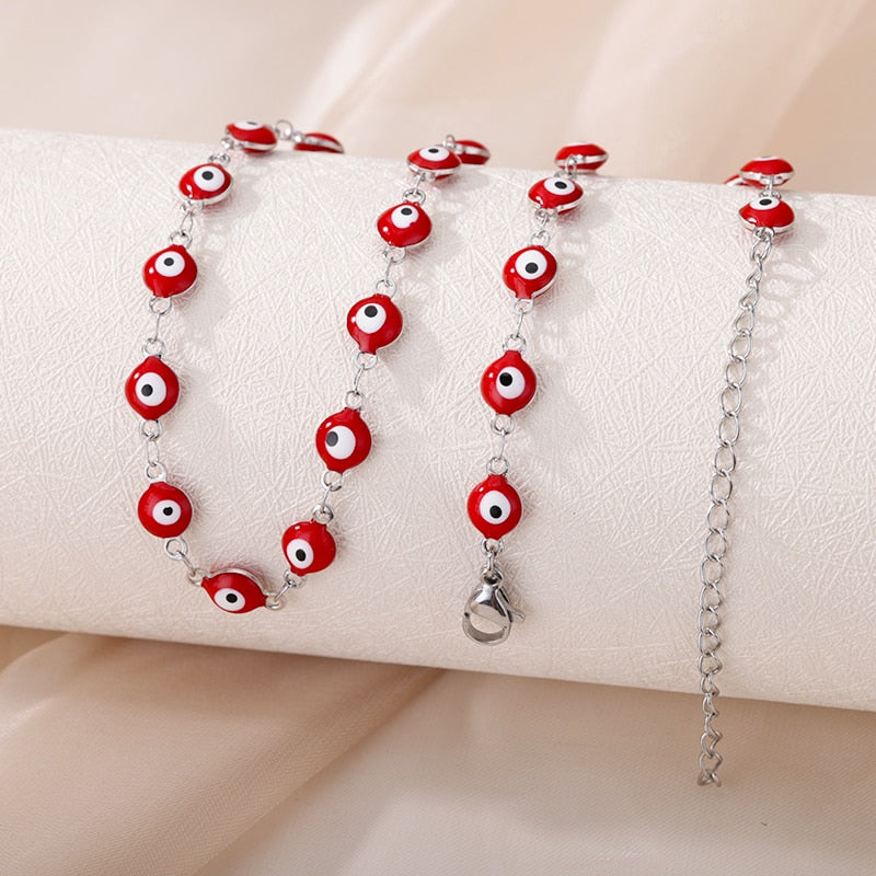 Dainty Enamel Evil Eye Choker Necklace