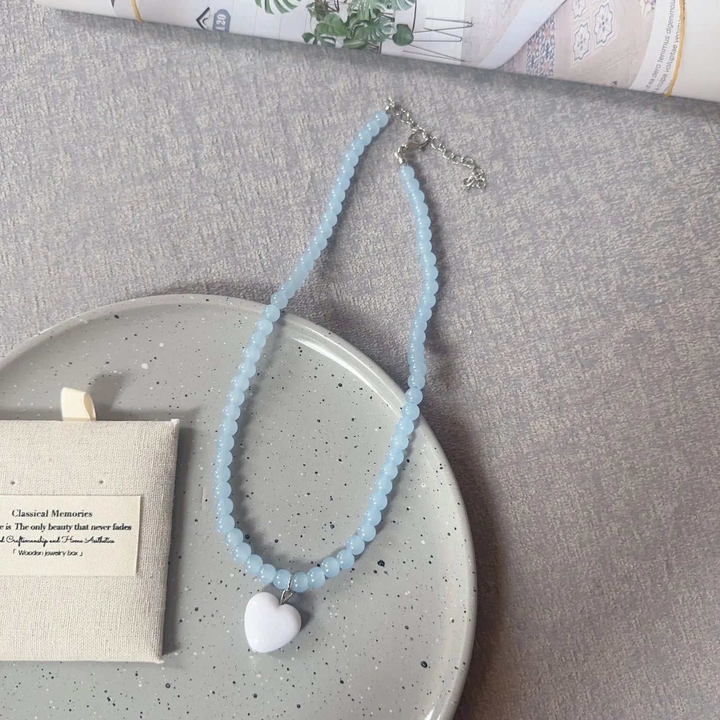 Beaded Heart Pendant Necklace