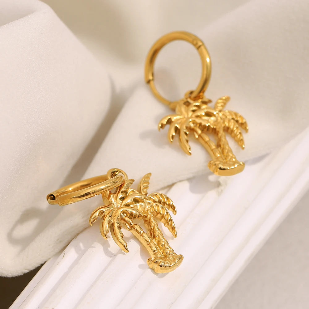 Coconut Tree Hoop Earrings