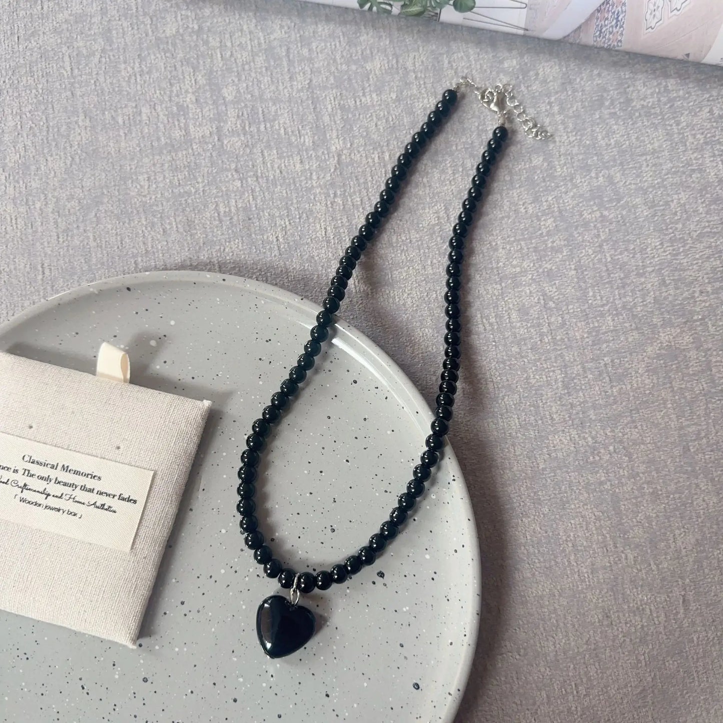 Beaded Heart Pendant Necklace