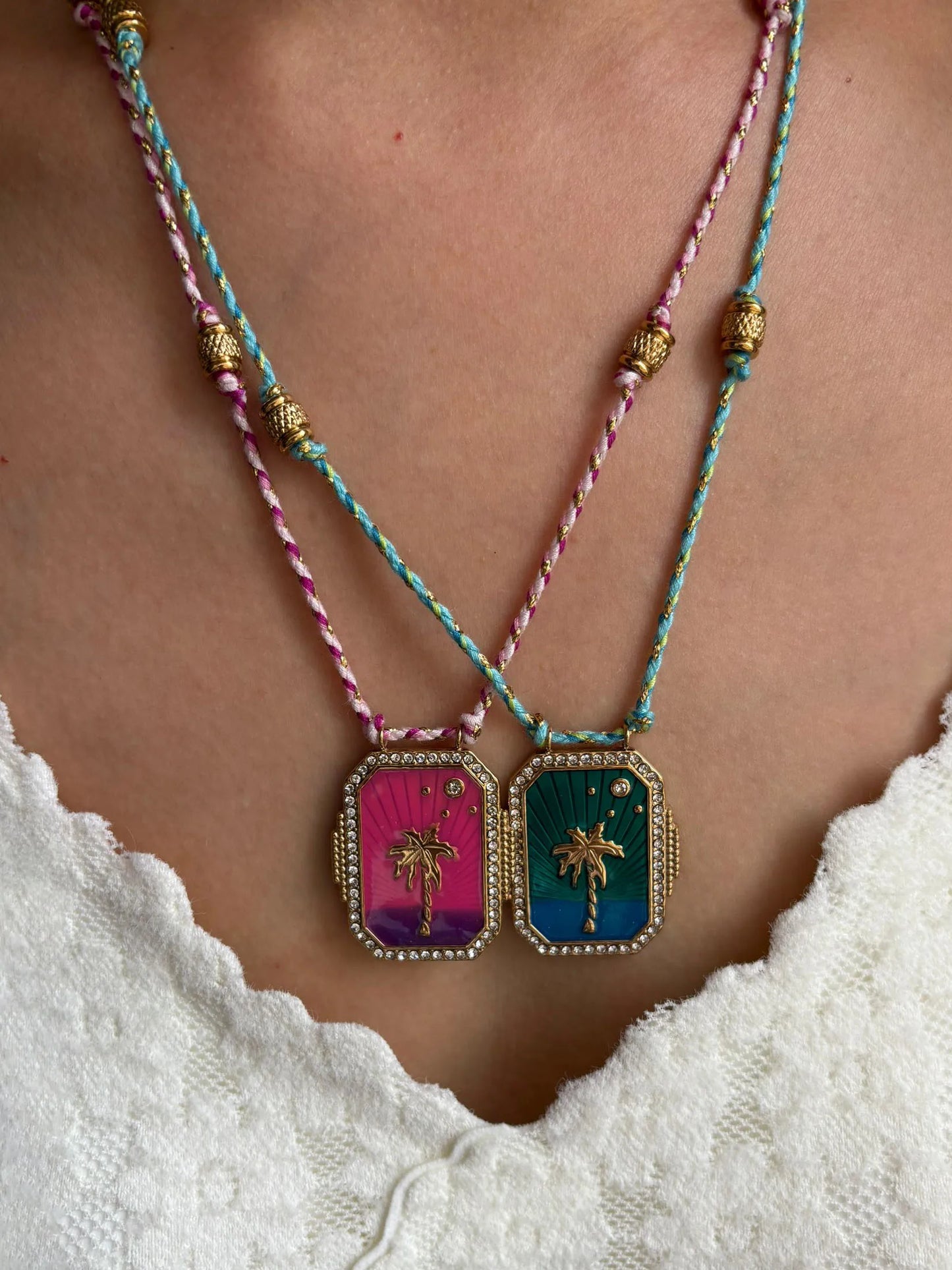Coconut Palm Tree Pendant Necklace