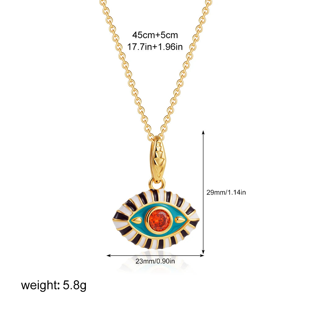 Vintage Colourful Evil Eye Pendant Necklace