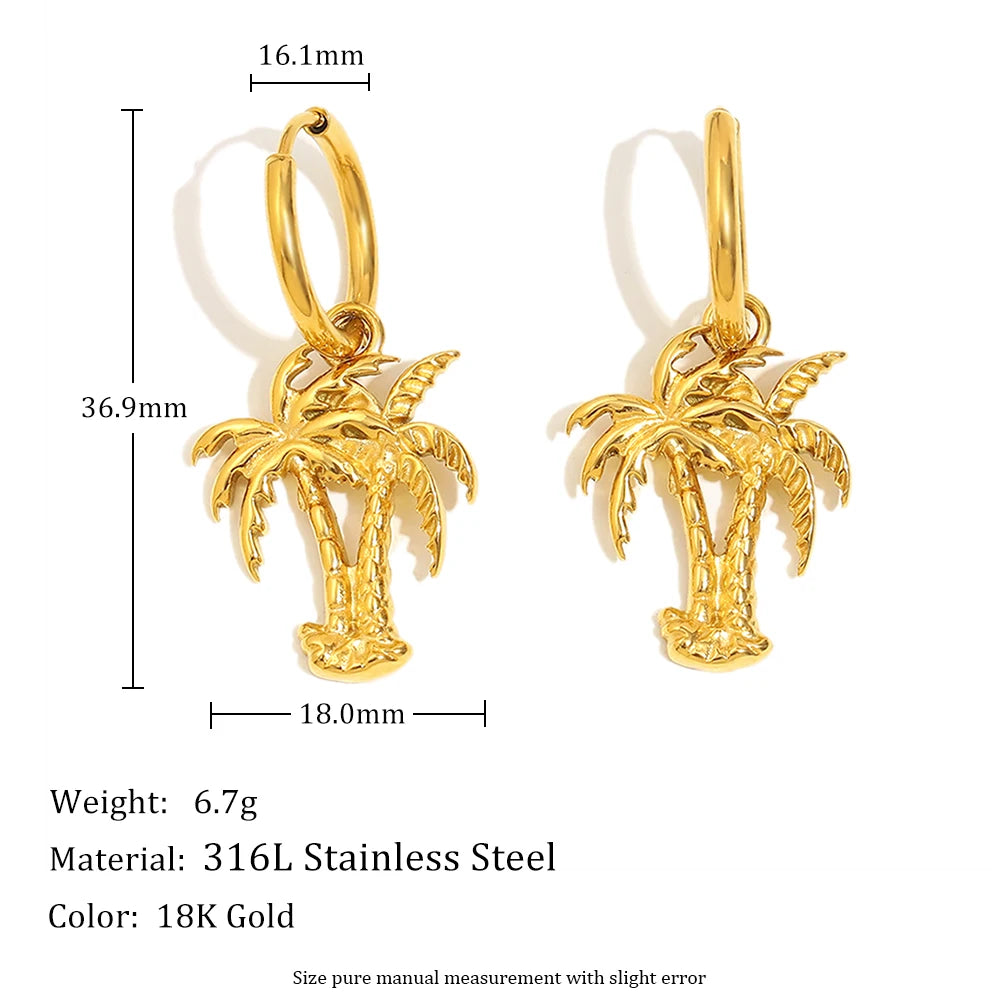 Coconut Tree Hoop Earrings