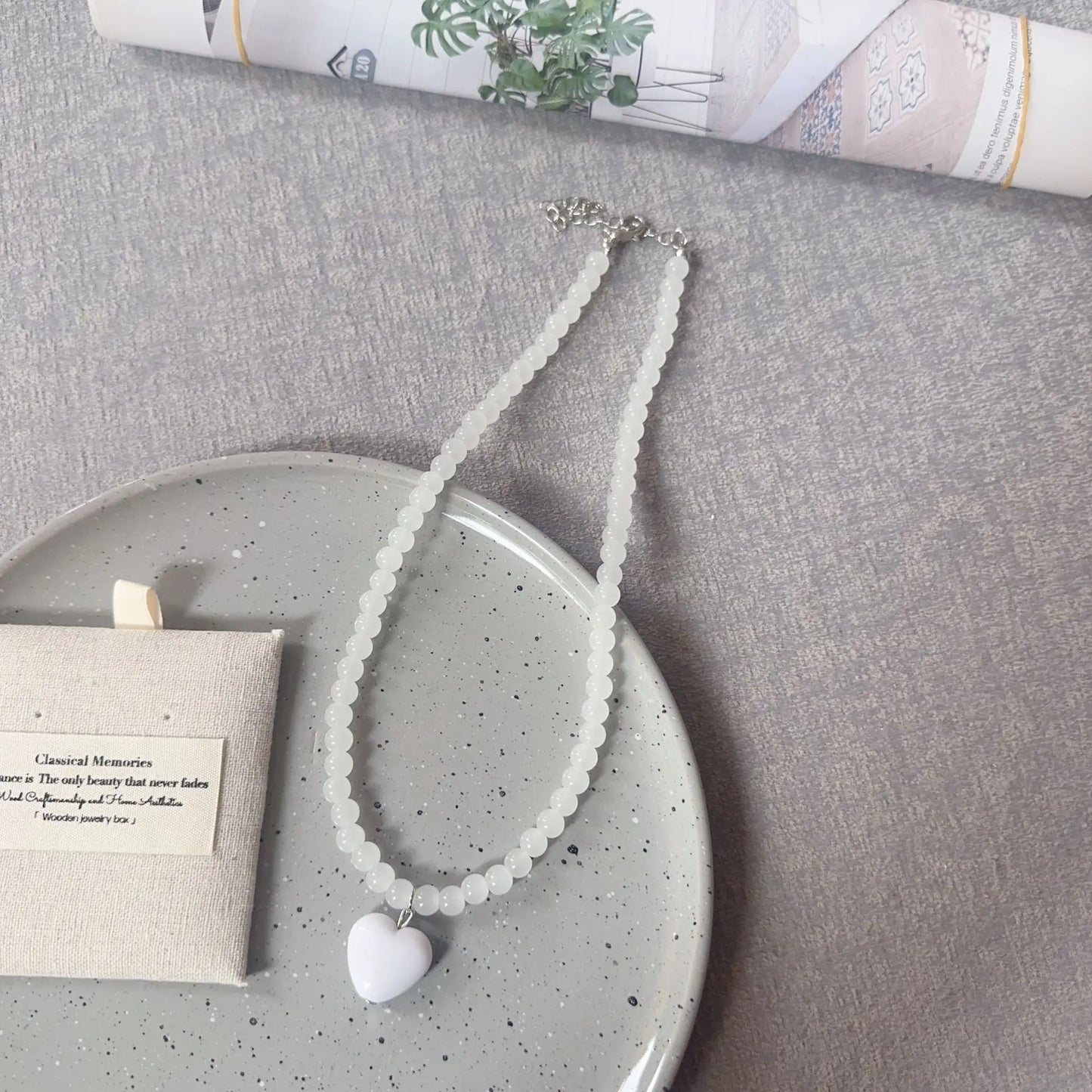 Beaded Heart Pendant Necklace