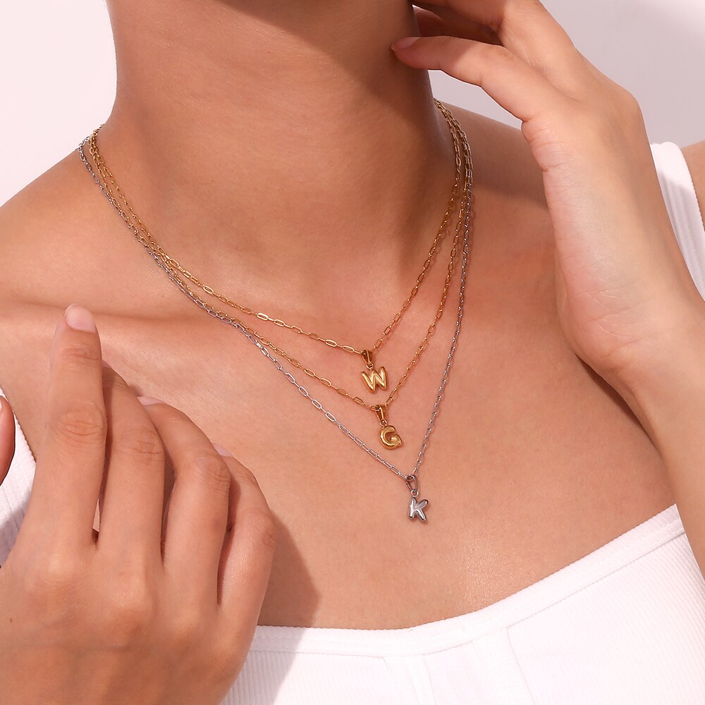 Mini Bubble Letter Pendant Necklace