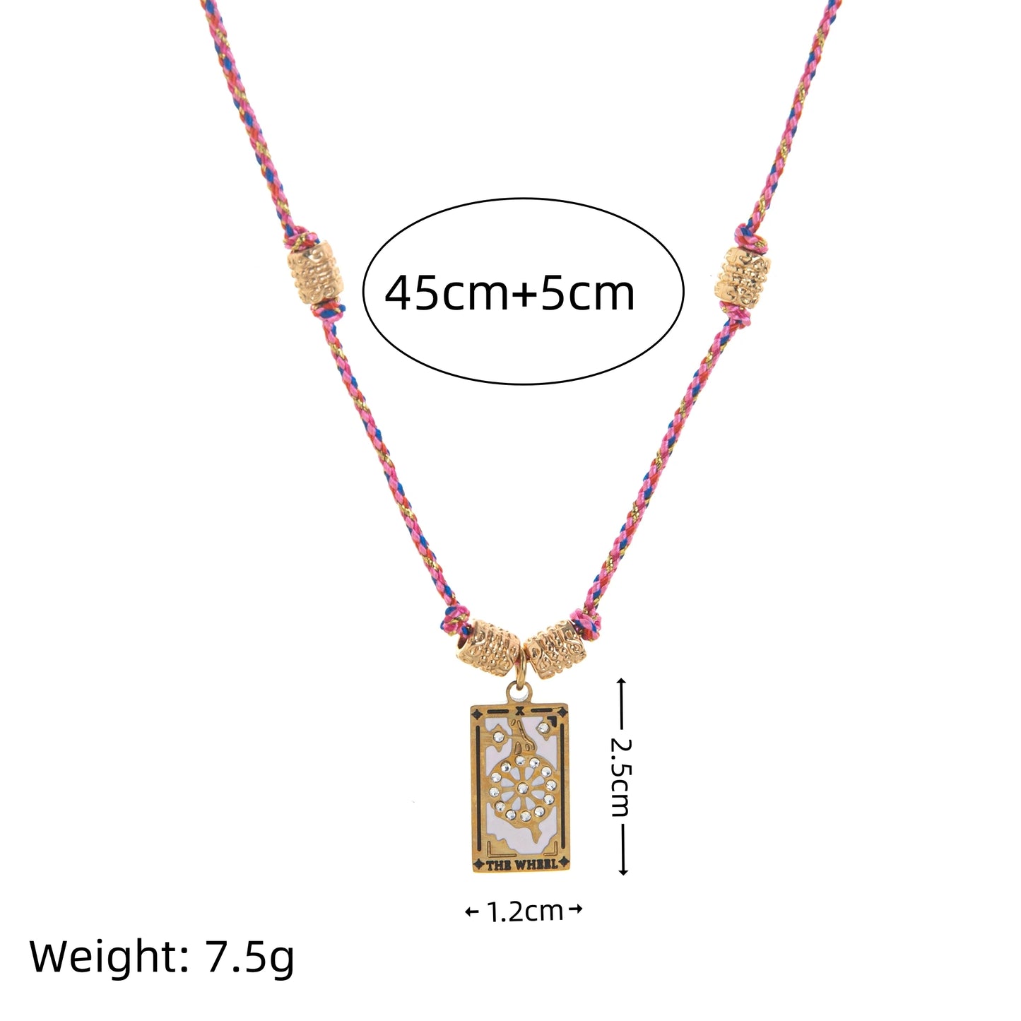 Cotton Rope Tarot Card Pendant Necklace