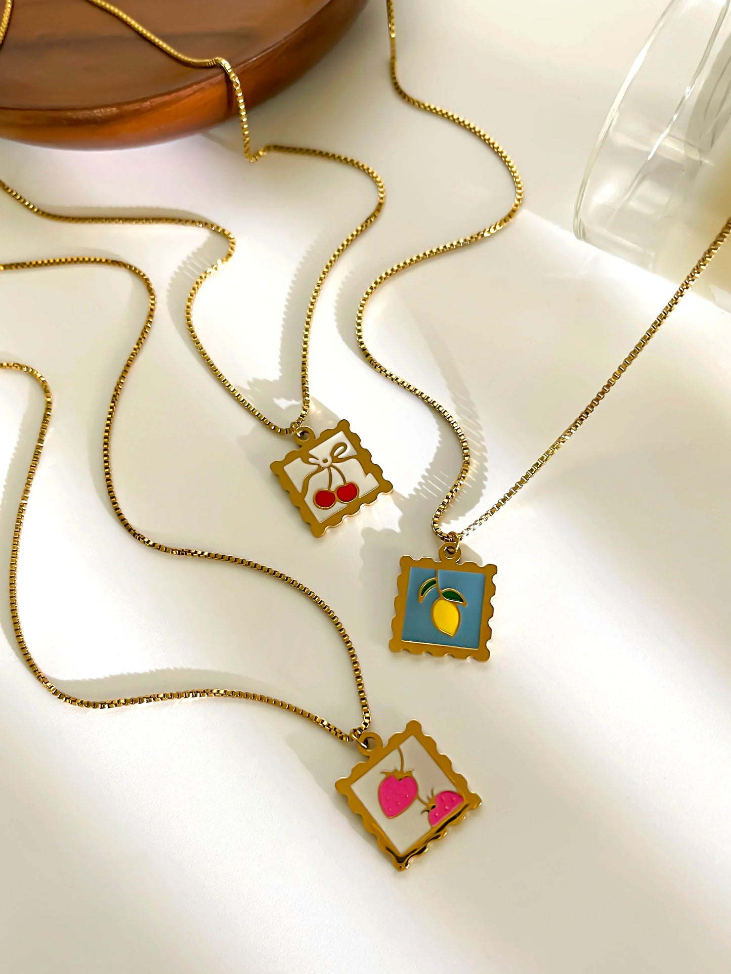 Fruit Square Pendant Necklace
