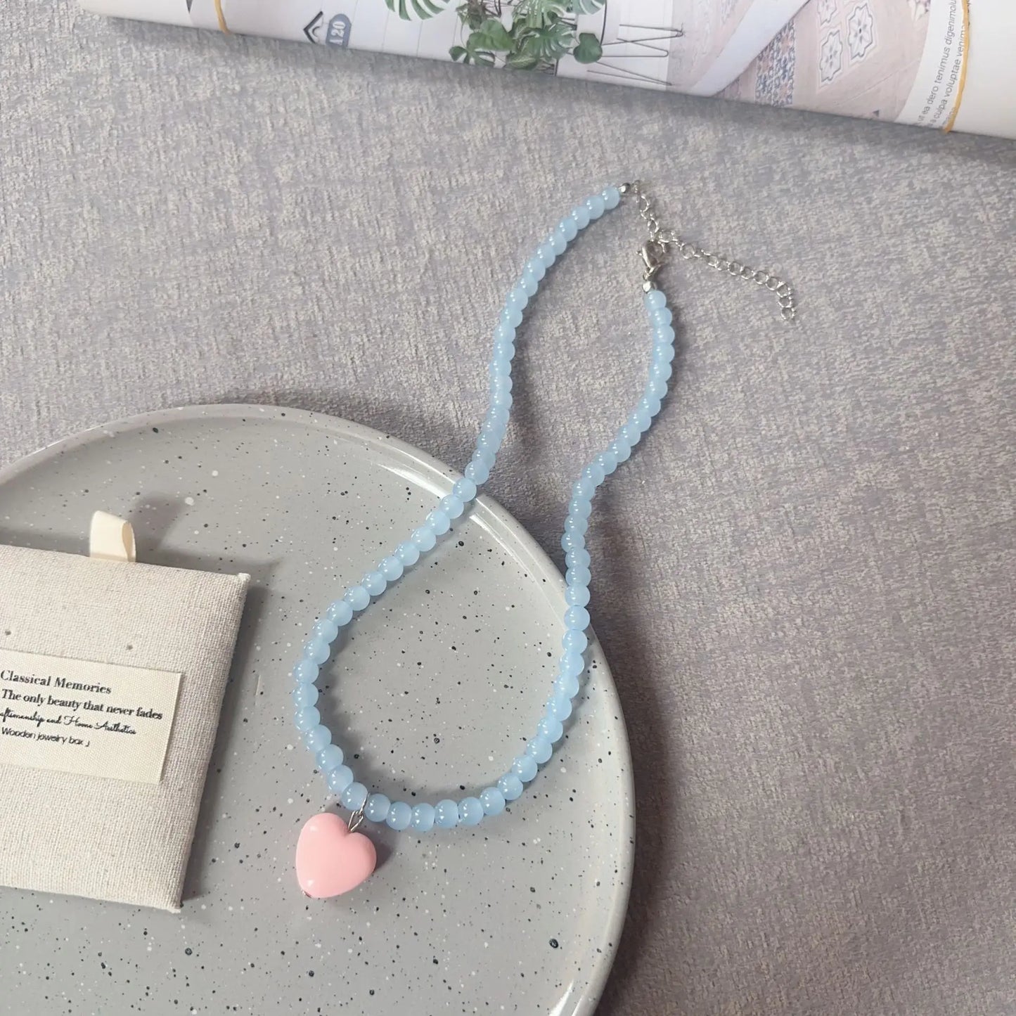 Beaded Heart Pendant Necklace