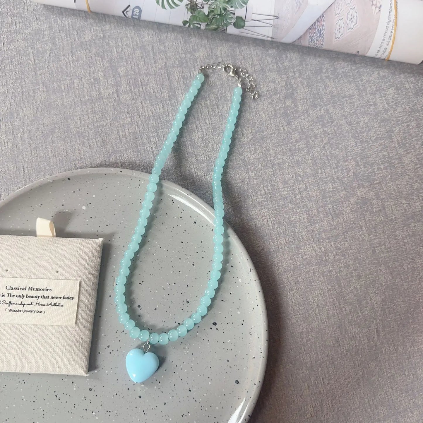 Beaded Heart Pendant Necklace