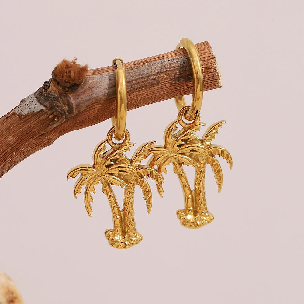 Coconut Tree Hoop Earrings