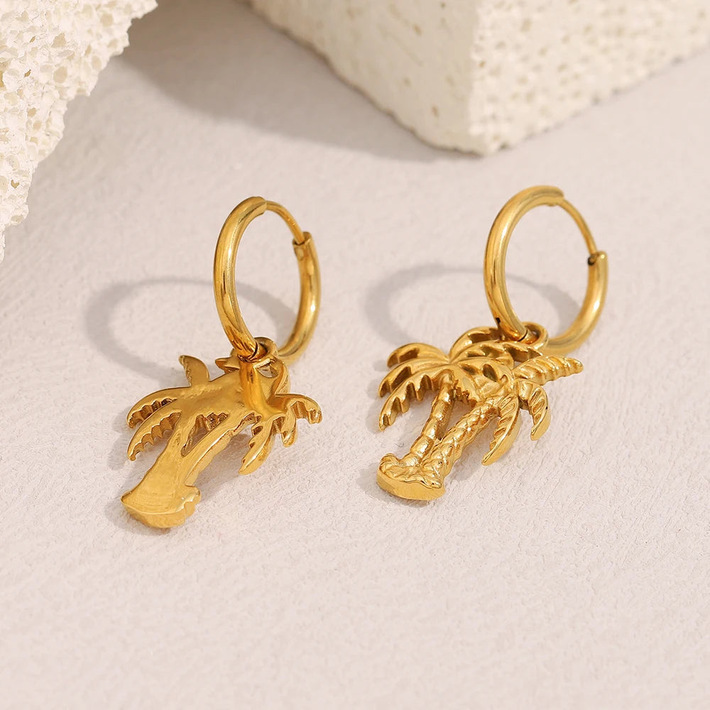Coconut Tree Hoop Earrings