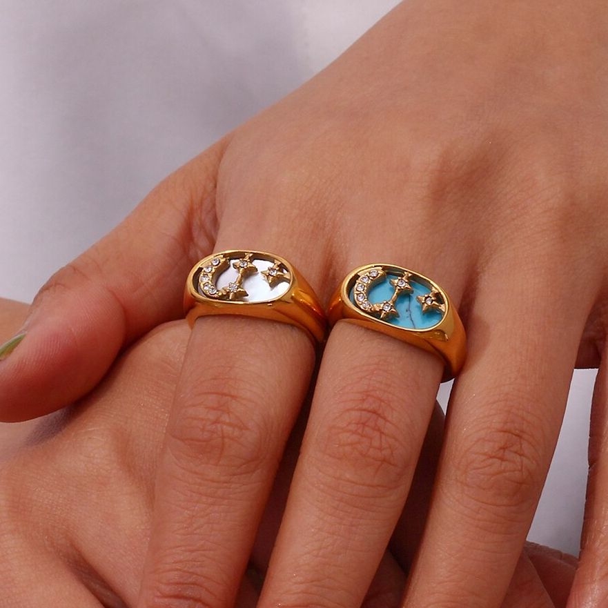 Moon & Stars Signet Ring