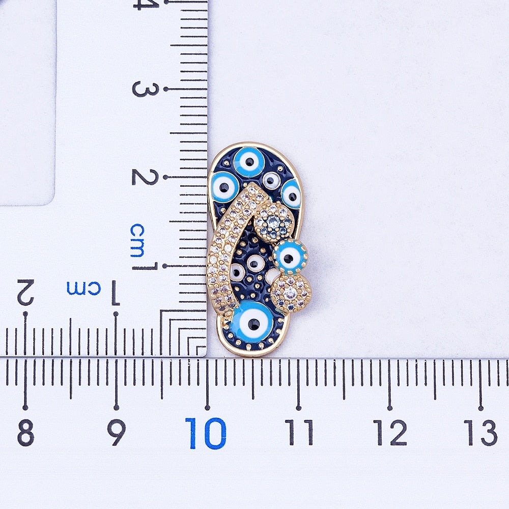 Pave Slipper Evil Eye Pendant Necklace