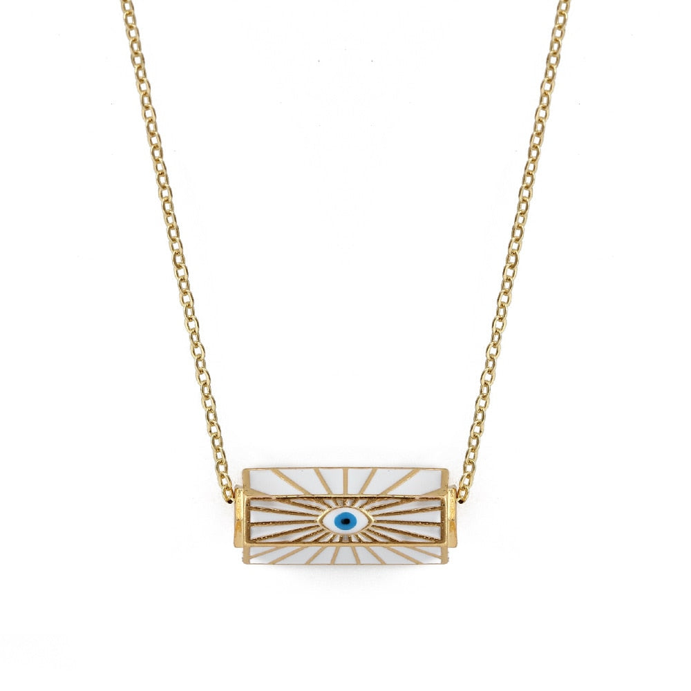 Barrel Pendant Enamel Necklace