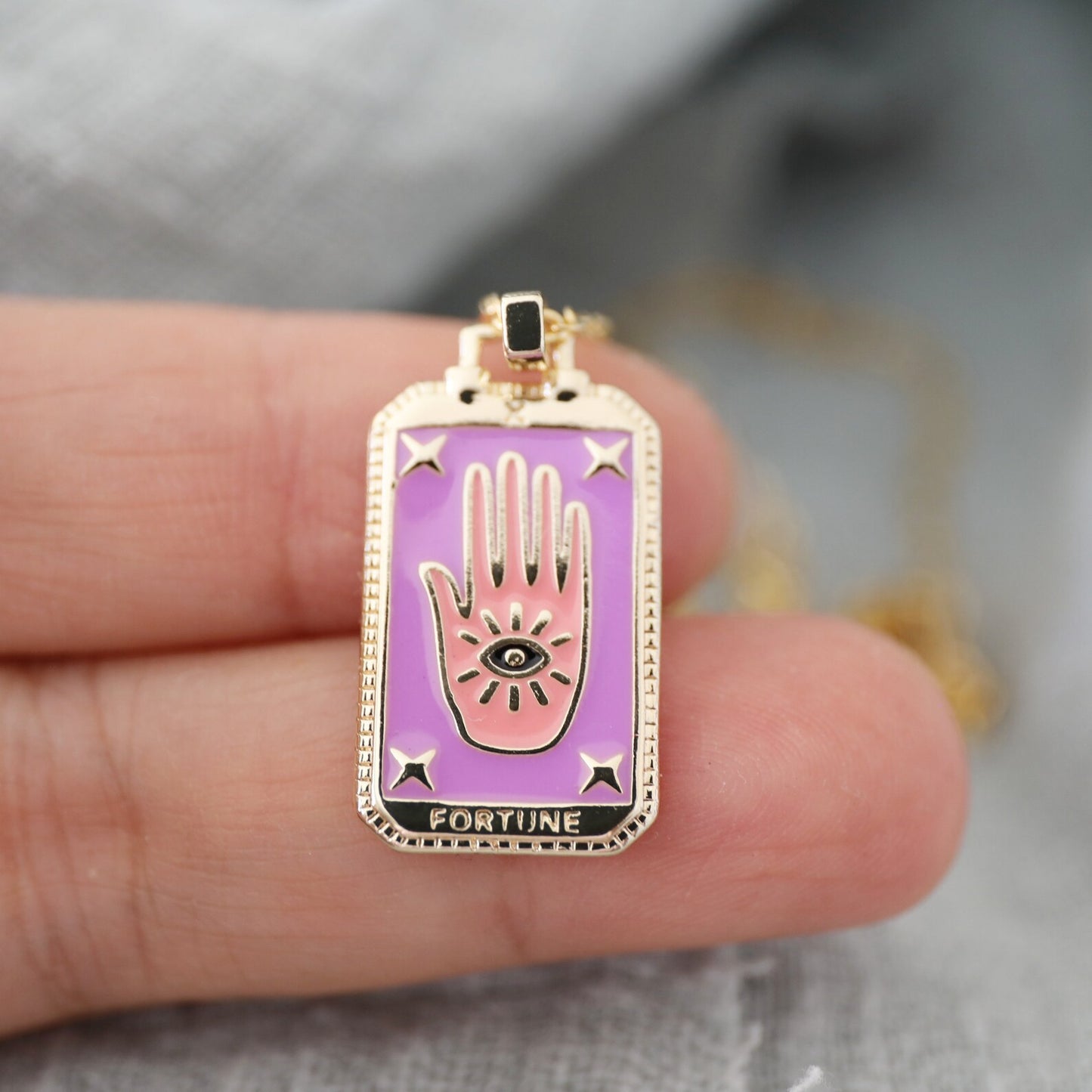 Enamel Tarot Pendant Necklace