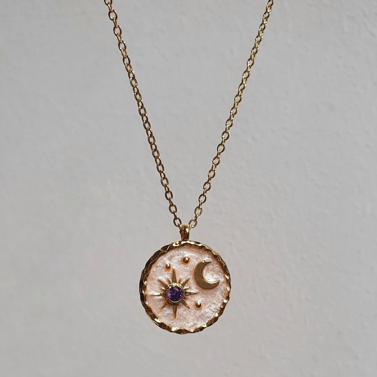 Crescent Moon Star Pendant Necklace