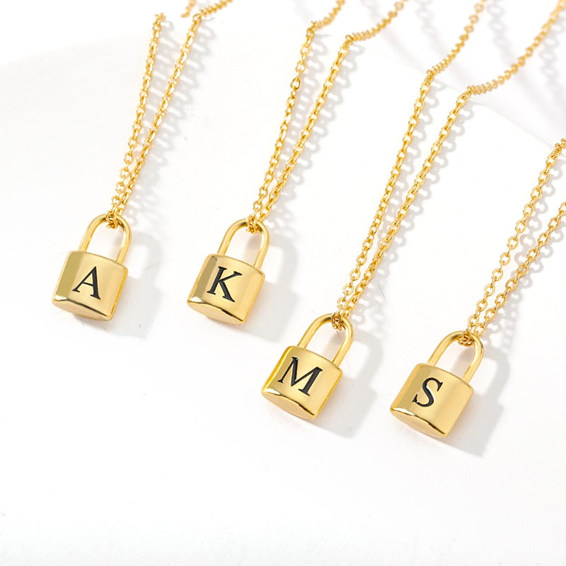 Padlock Initial Pendant Necklace