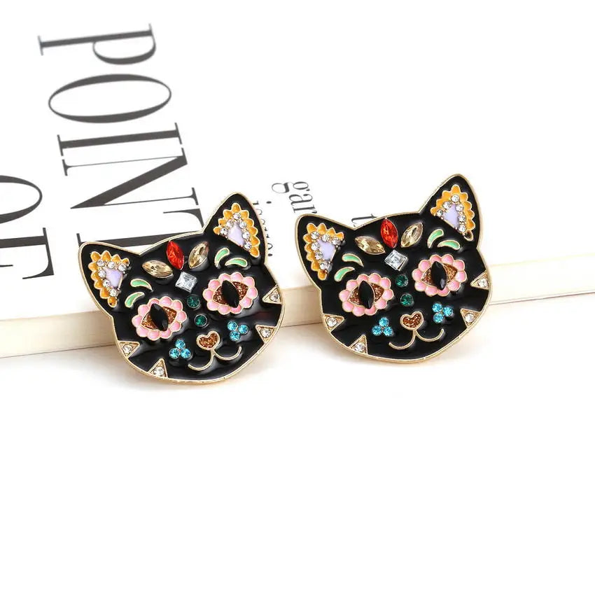 Black Cat Stud Earrings