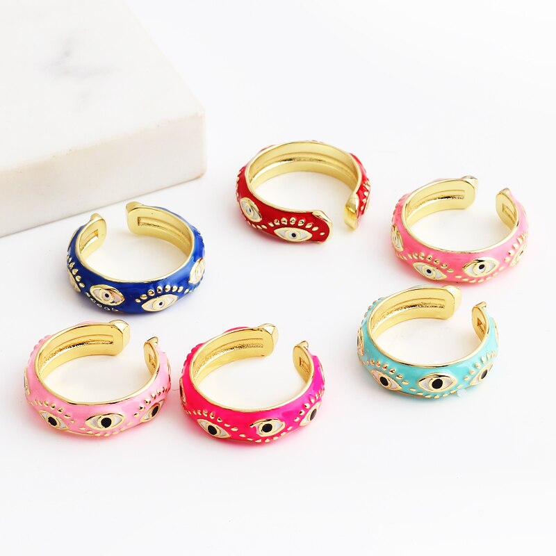 Enamel Evil Eye Stud Rings