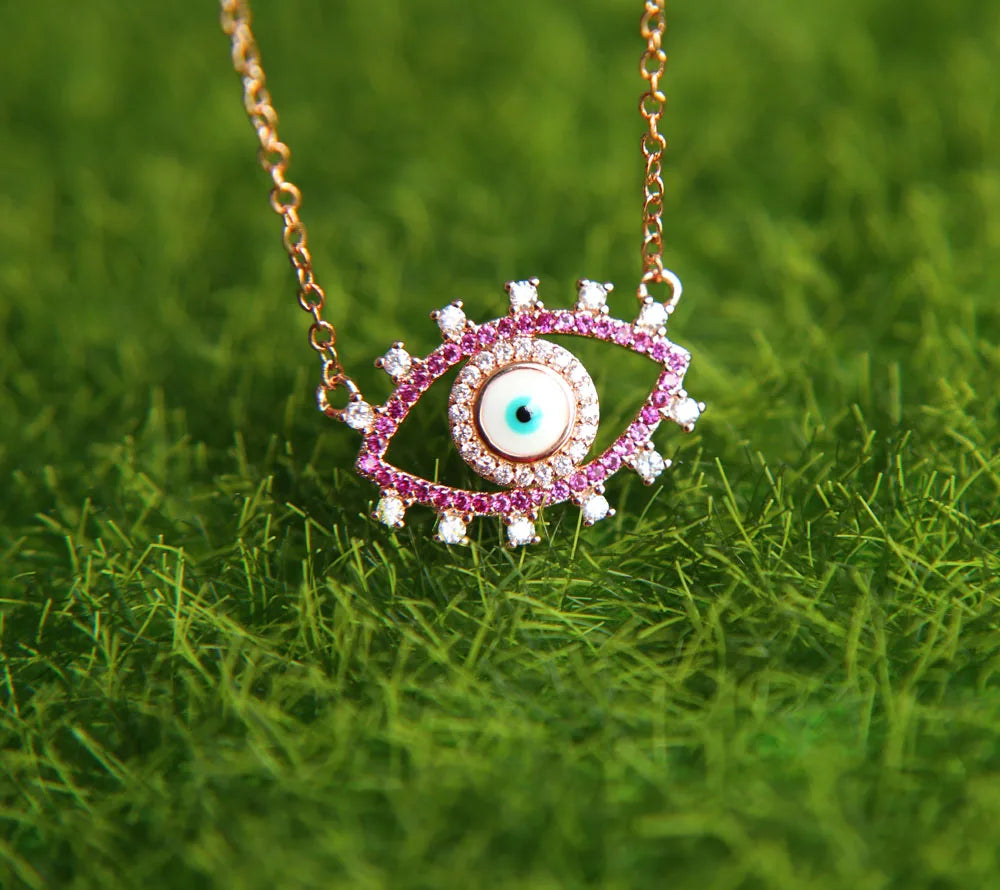 Pink Evil Eye Necklace