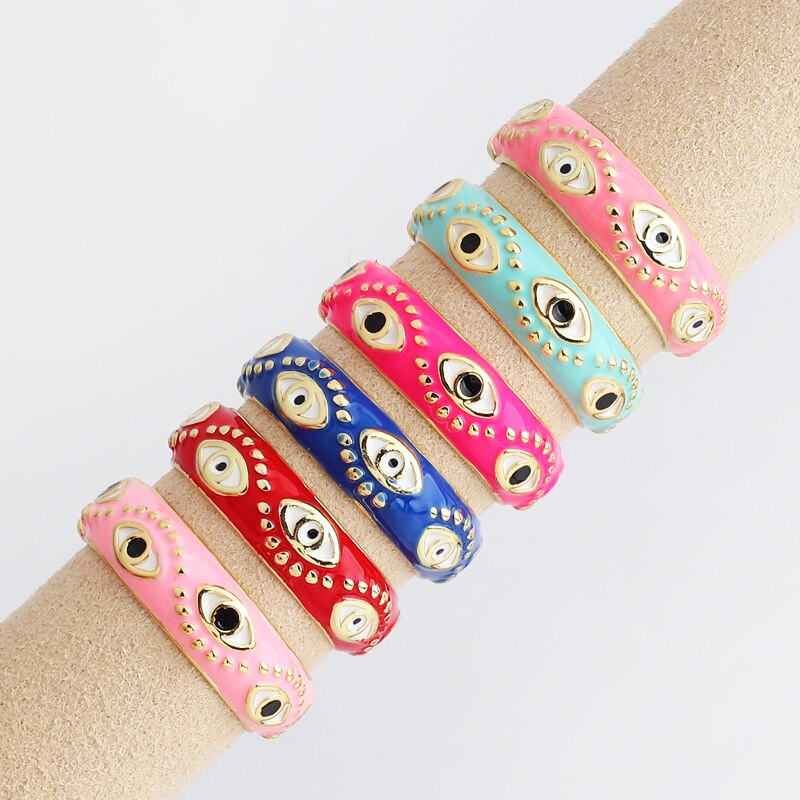 Enamel Evil Eye Stud Rings