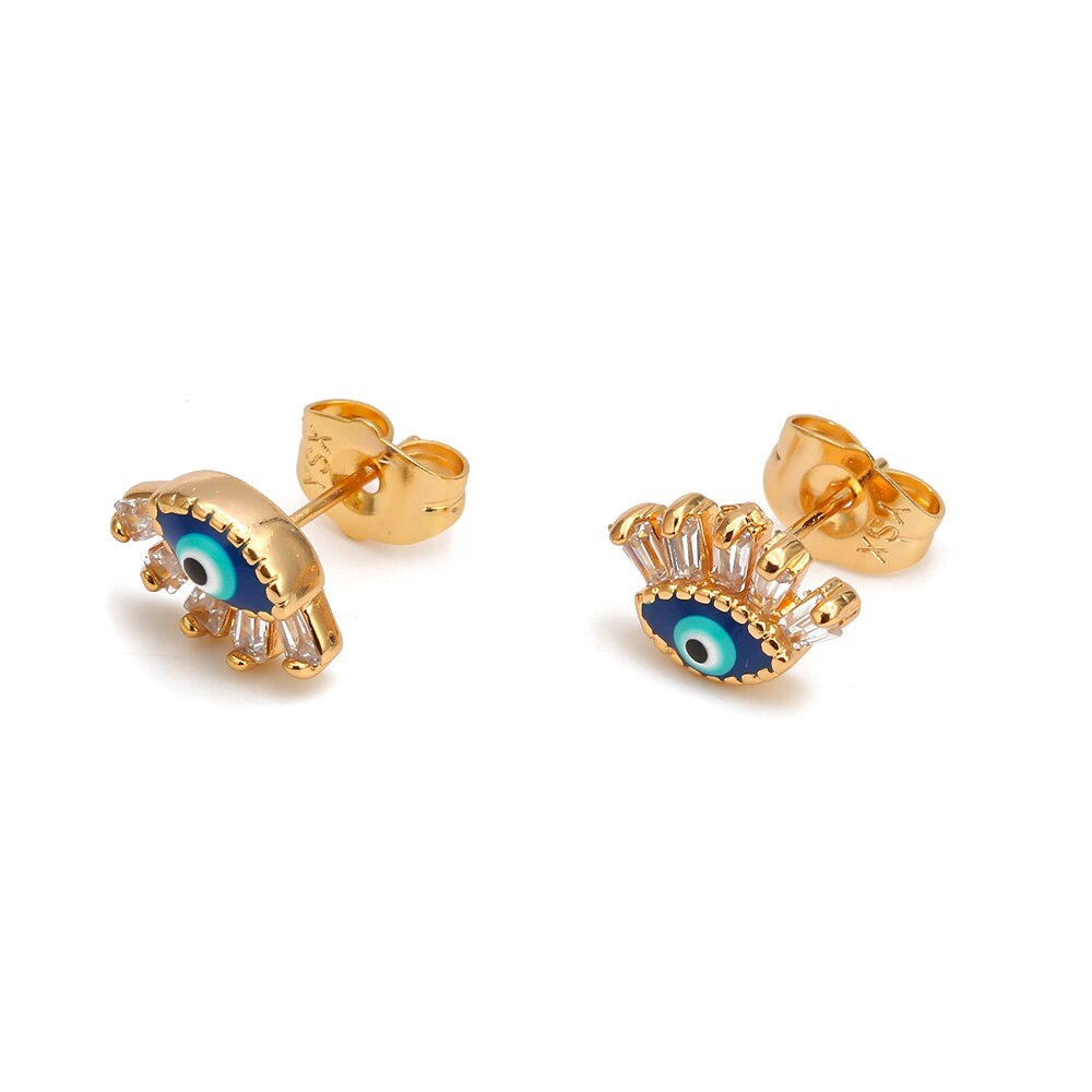 Evil Eye Enamel & Zircon Stud Earrings