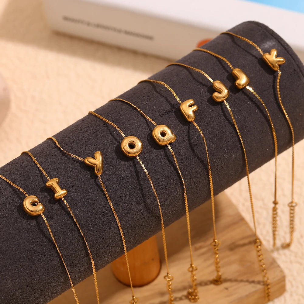 Gold Plated Mini Bubble Letter Bracelet