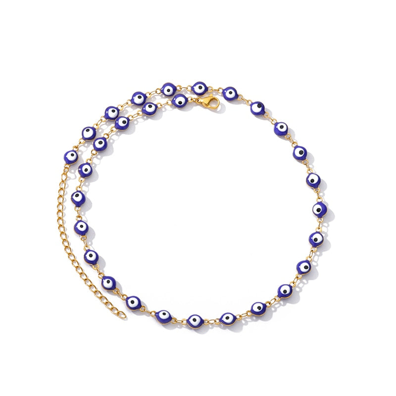 Dainty Enamel Evil Eye Choker Necklace