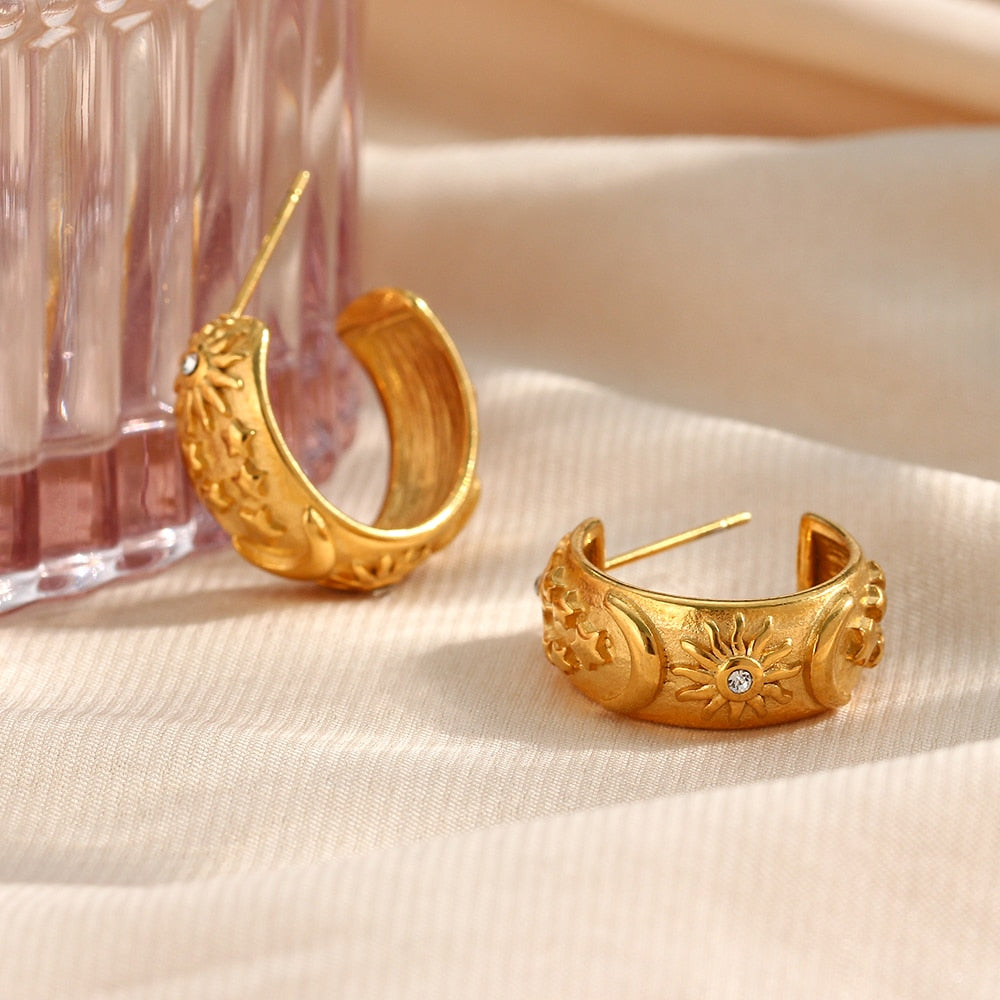 Celestial Chunky Hoop Earrings